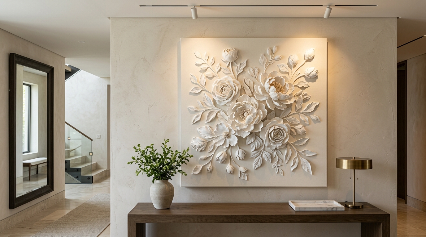 Top Luxury Home Decoration Ideas in Bangladesh: Texture Painting, Flower Canvas & Wood Decor
