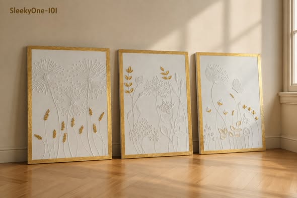 Elevate Your Walls with SleekyOne-101 'Swarnalatar Sur' 3-Piece Canvas Art